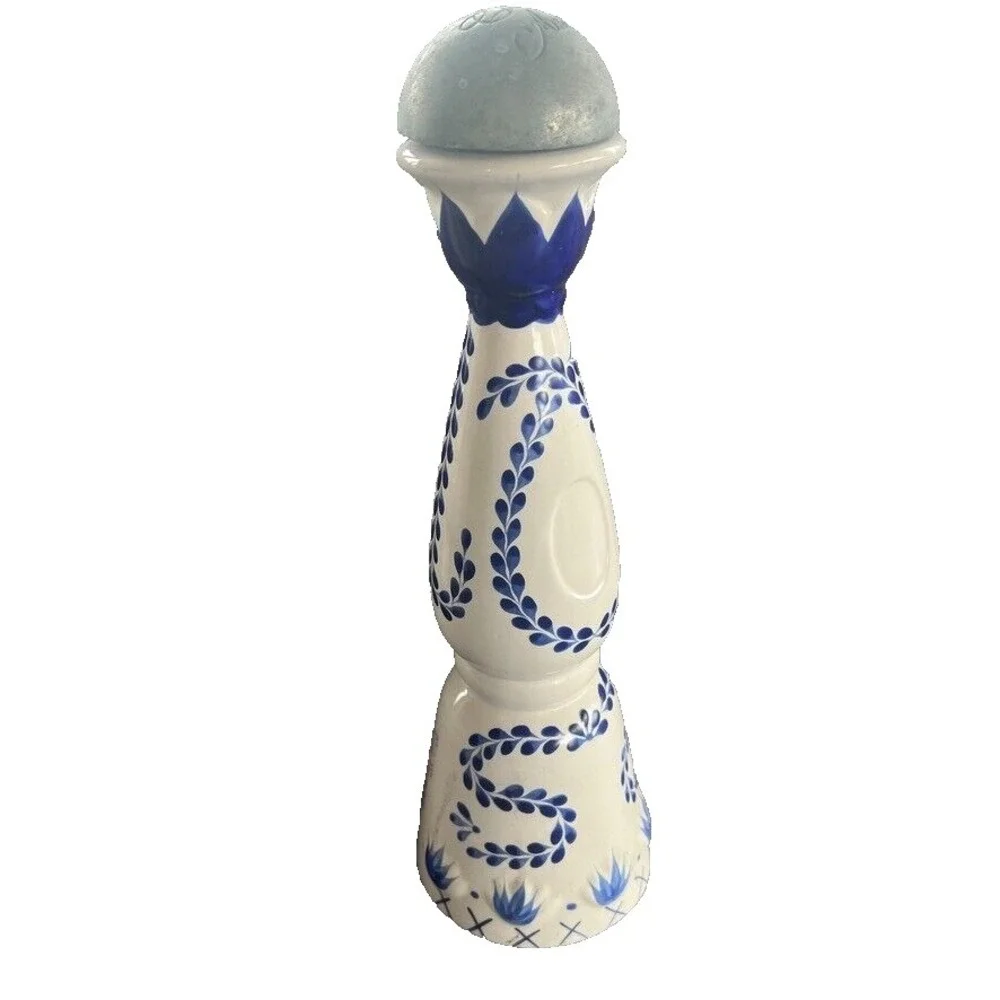 Clase Azul Empty Tequila‎ Bottles Set Hand Painted Ceramic Blue White Decor Bar